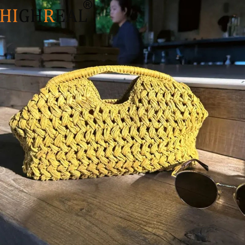 Women'S Raffia Bags - Tas Tangan Anyaman Rantai Wanita Elegan