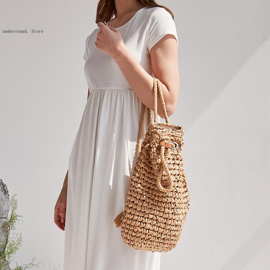 Tas Pantai Anyaman Rotan Rafia - Women'S Raffia Bags ulasan dan harga